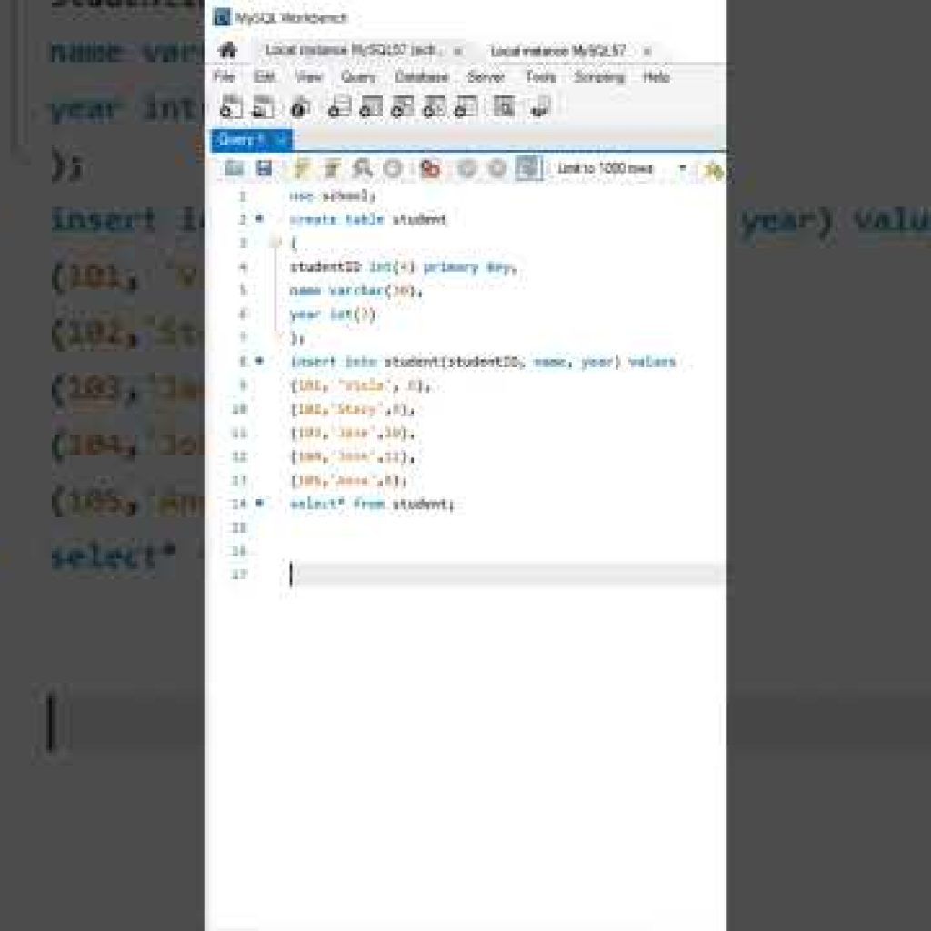 Create database using MYSQL Workbench
