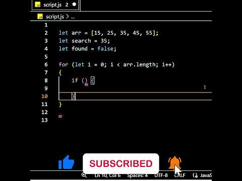 Linear Search in JavaScript | Loop Example #shorts #viral #coding # ...
