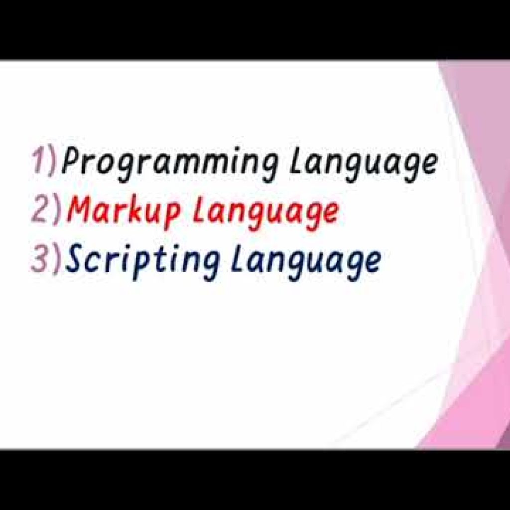 Difference between programming language, markup language and scripting language
