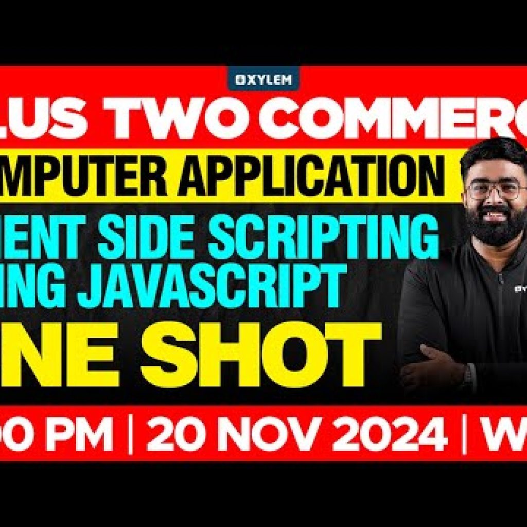 Plus Two Commerce – Computer Application | Client Side Scripting Using Javascript – One Shot