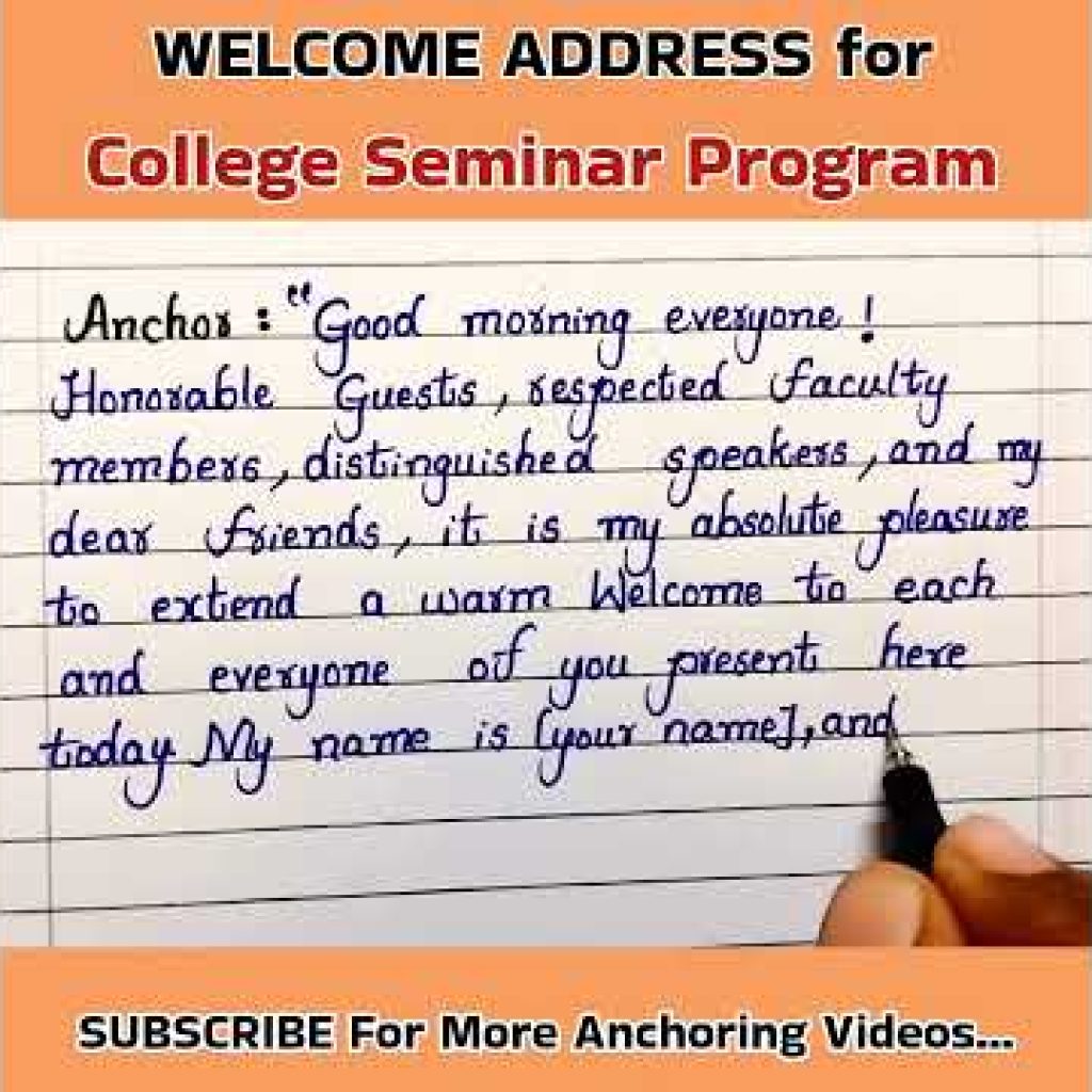 Welcome Address Anchoring Script for COLLEGE SEMINAR #shorts #seminar #anchoring #anchor #college