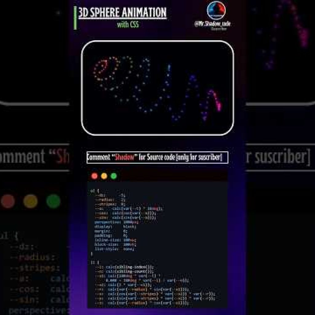 3D Sphere animation using css #coding #html #webdesign #htmlcss @Mr.Shadow_code