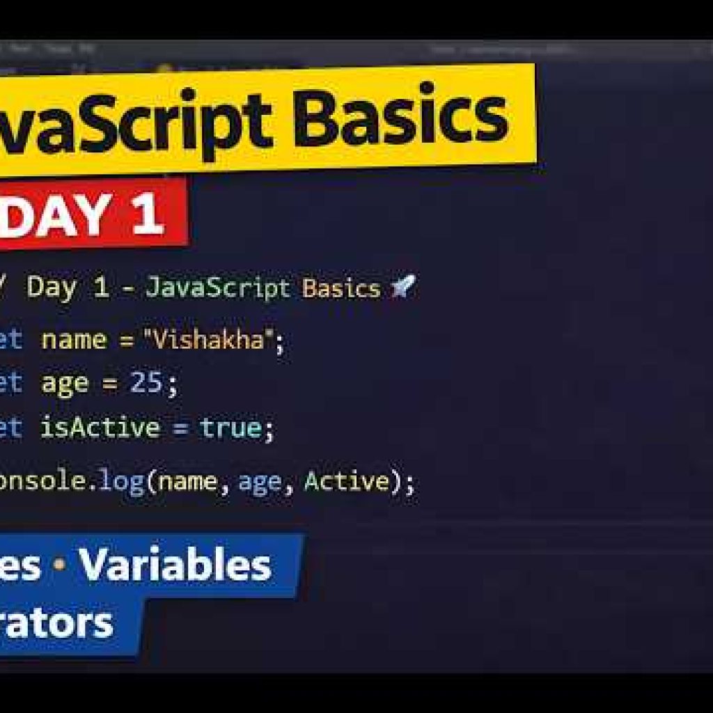👉 Day 1 JavaScript Basics | Values, Variables & Operators 🚀