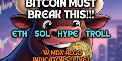 BITCOIN MUST BREAK THIS!!! DANGEROUS ZONE FOR TRADERS! /w MDX ALGO INDICATORS(Live)(eth, sol, troll)
