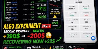 Algo Trading Experiment – Part 1 | New Aggressive EA (+190$ → -200$ in 24H 😳)