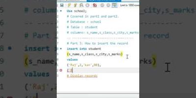 Part 3, SQL में Row Entry करने का सही तरीका! | INSERT INTO| #Shorts #data #insert #inseconds