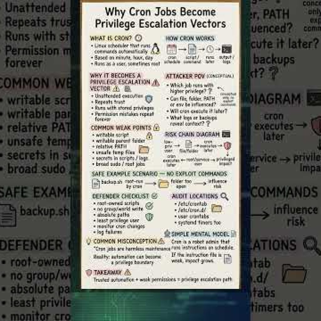 Why Cron Jobs Become Privilege Escalation Vectors #cybersecurity #coding #kali #education