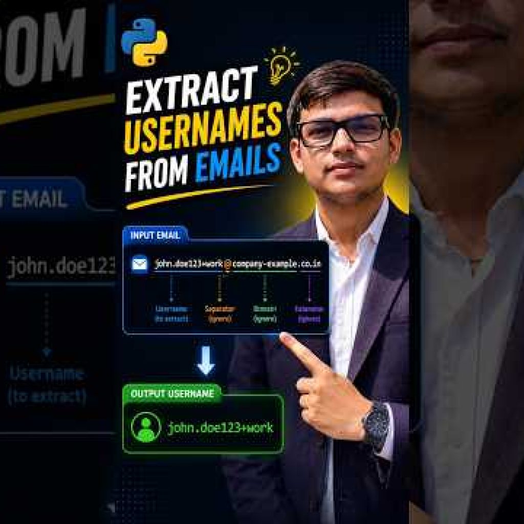 Python Trick to Extract Username from Email 🚀 #python #coding #developers