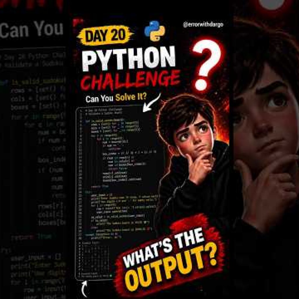 🚀 Python Challenge || Welcome to Day 20 of 100 Days of Python #coding #programming