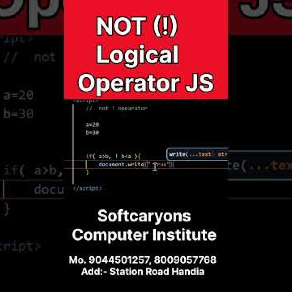 java Script Not ( ! )  Operator | Class #education