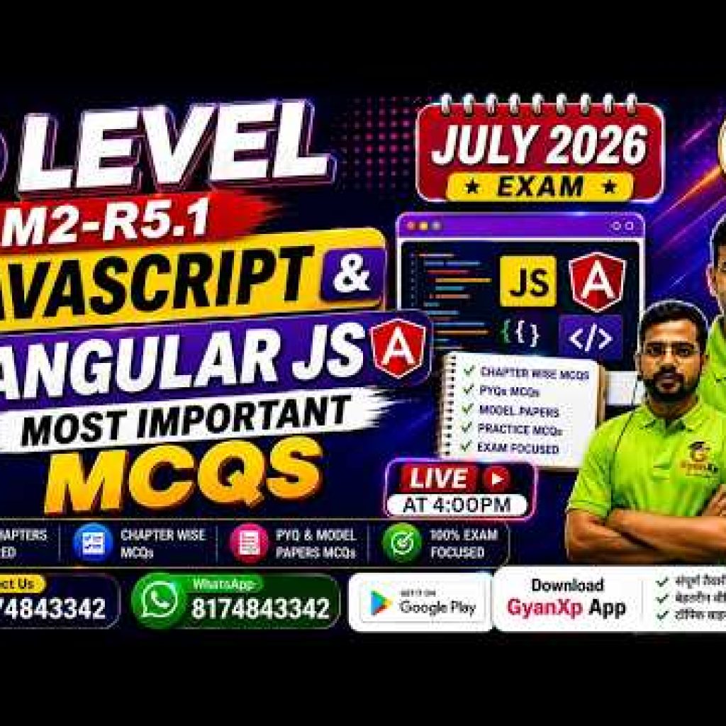 O Level M2-R5.1 JavaScript & AngularJS | Most Important MCQs | July 2026 Exam| Gyanxp