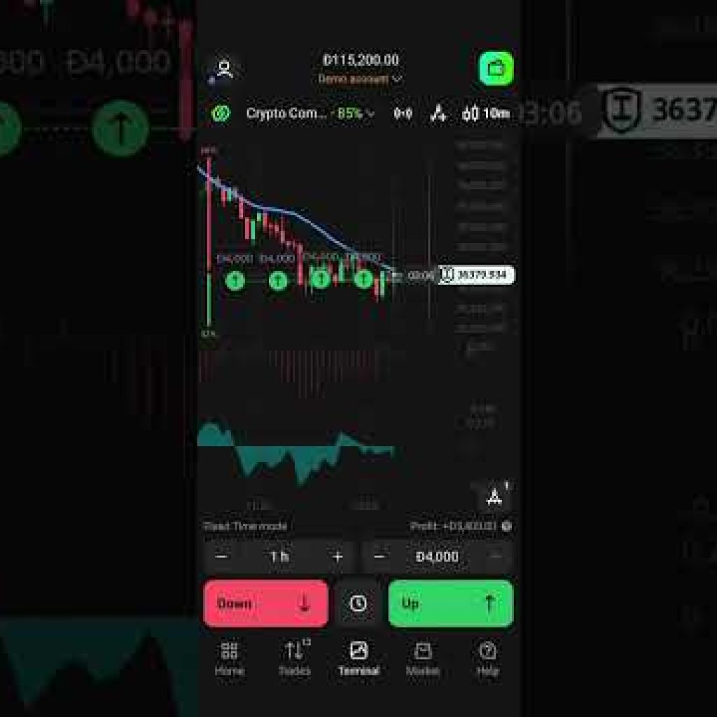The Live Streaming Fixed Time Trade Trading in Crypto Composite Index by using the Diving Strategies