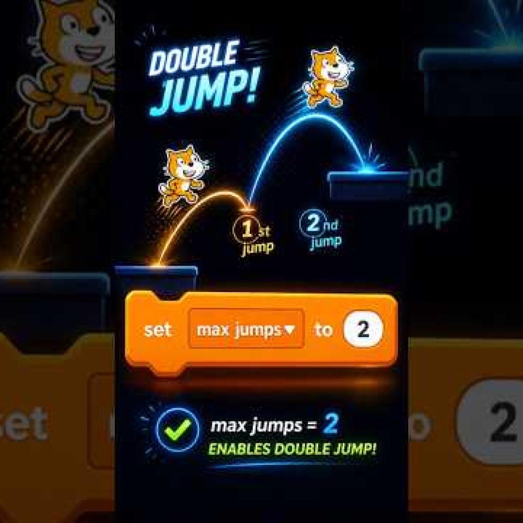 How to 2D sprite jump multiple times in Scratch Games using one code