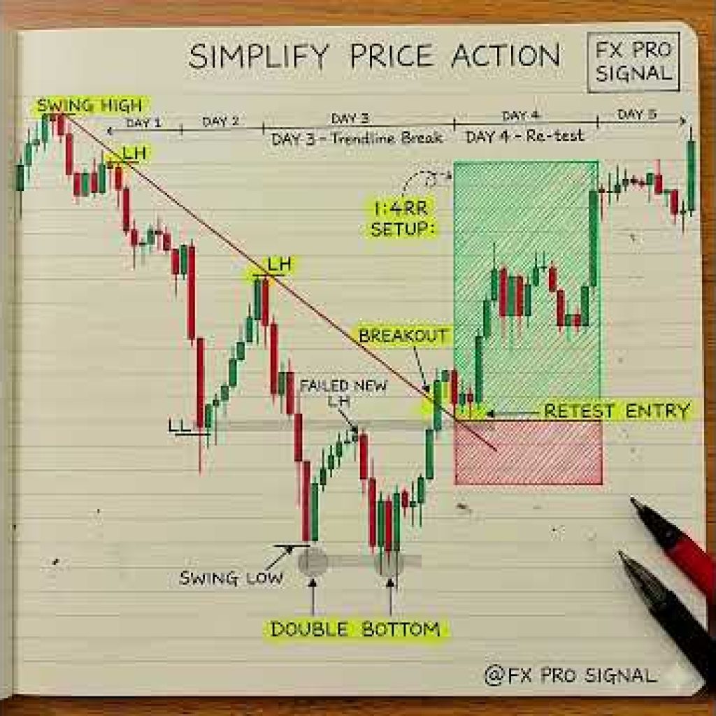 Trade with Double Bottom | Trendline Break, Retest & Confirmation Strategy