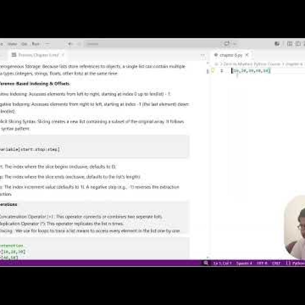 Python Programming Course | Chapter 6 : Lists ,Core Arrays & Comprehensions