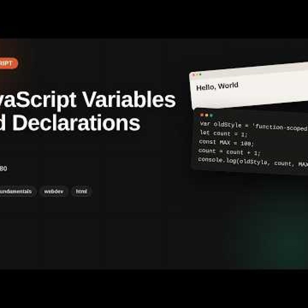 JavaScript Variables and Declarations | JavaScript Tutorial for Beginners