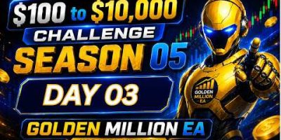 $100 to $10,000 Challenge Day 3 | $40 Profit with Golden Million EA | AI Auto Trading Robot