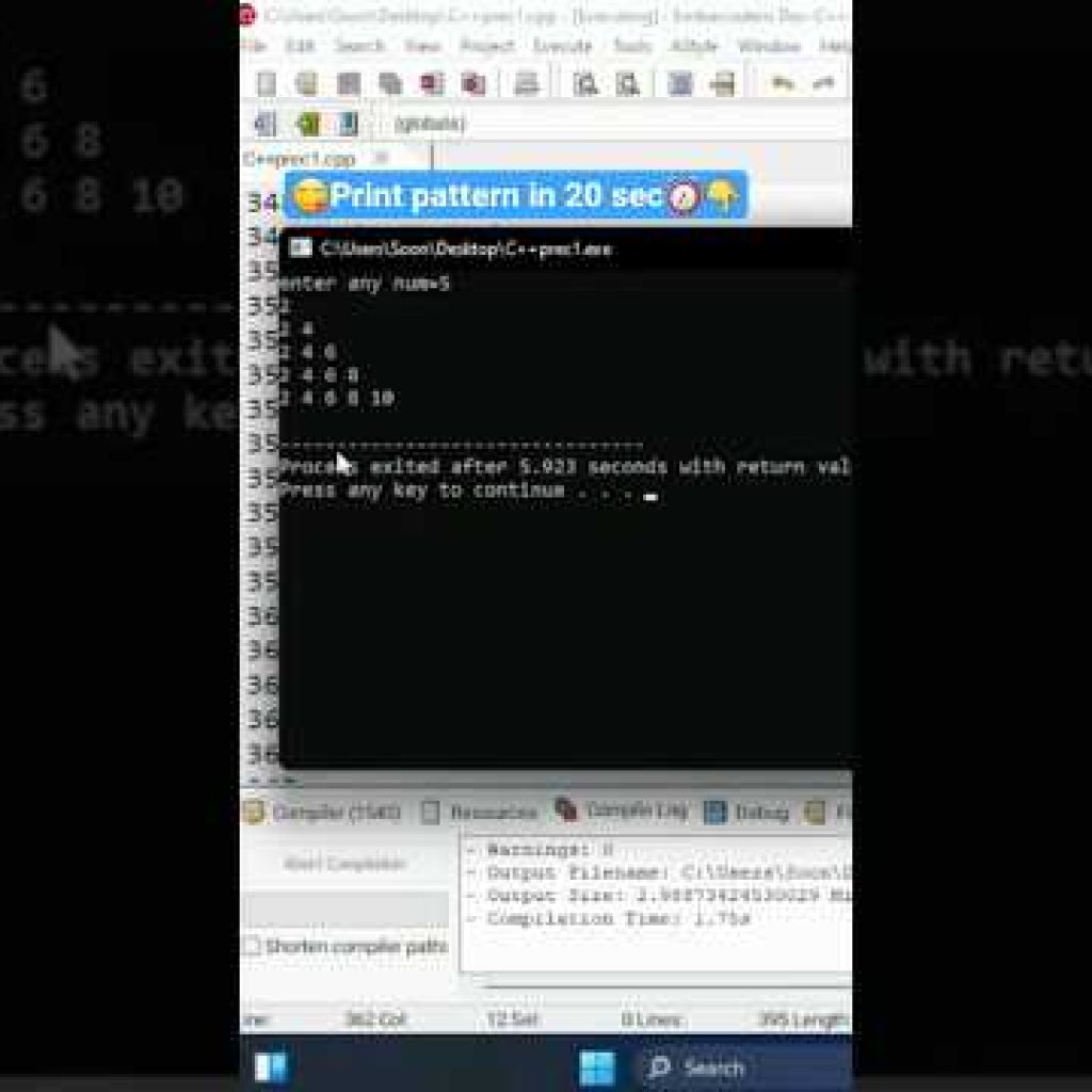 Master C++ Pattern Printing in Just 30 Seconds! 🚀 #shorts #shortvideo #viral #viralvideo