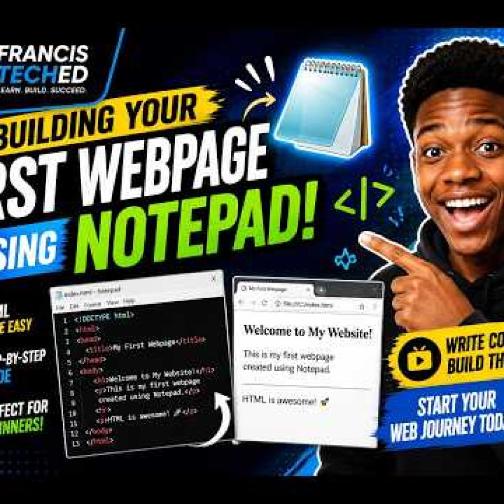 HTML for Beginners. Building your first webpage with HTML using just Notepad!