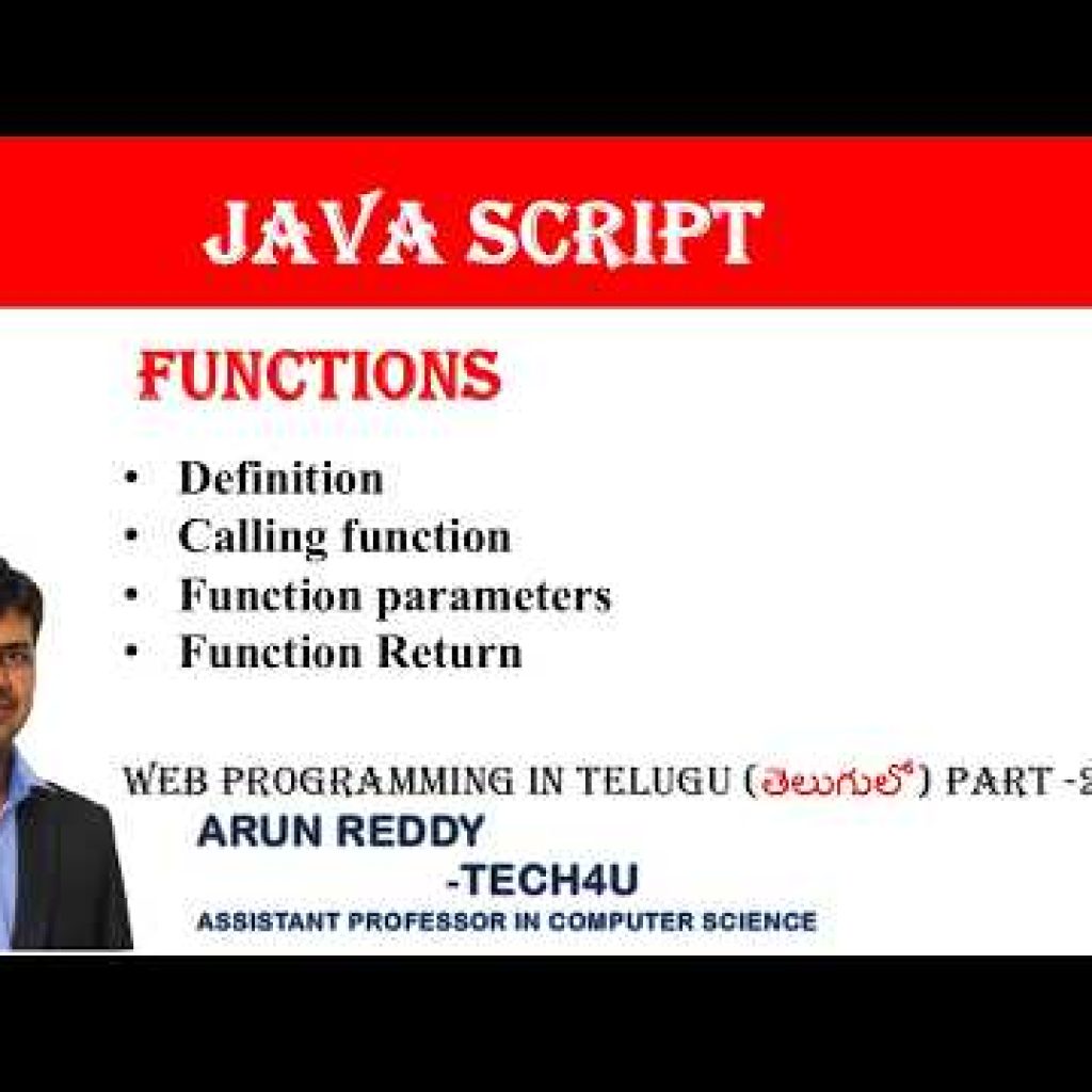 WEB PROGRAMMING IN TELUGU PART 28 – FUNCTIONS IN JAVA SCRIPT || JAVA SCRIPT FUNCTION ||