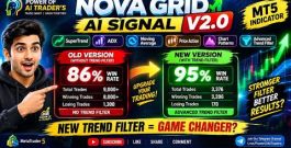 Nova Grid AI Signal V2.0 🔥 95% Win Rate? | New Trend Filter vs Old Version 86% | MT5 Indicator